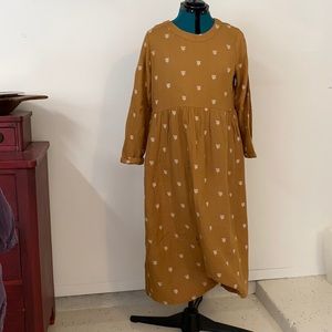 Rylee & Cru Dark Mustard Embroidered Dress Med